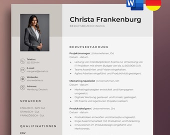 Professionelle Bewerbungsvorlage, Lebenslauf Vorlage Word, Deutsch Bewerbungsvorlagen, Deckblatt & Anschreiben, moderne Lebenslauf Word