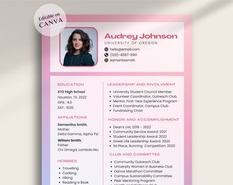 Adorable Pink Sorority Rush Resume and Cover Letter Template | Editable Canva - 15