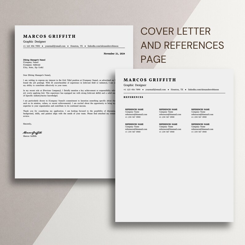 ATS Friendly Resume Template for Google Docs | Cover Letter ...
