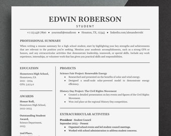 Student Resume with No Experience Resume Template Google Docs, Resume for Internship, First Job, High School and College Student Resume Word
