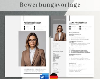 Bewerbungsvorlagen, Professionelle Lebenslauf Vorlage Word, Deutsch Bewerbungsvorlage, Deckblatt & Anschreiben, moderne Bewerbung Word