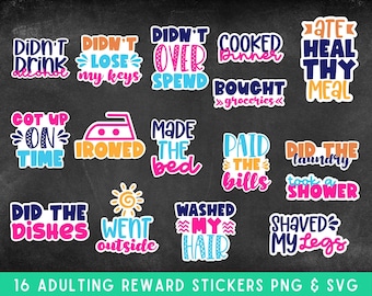 Adulting Reward Stickers Printable | Teacher Reward Stickers PNG SVG