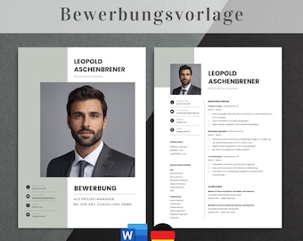 Lebenslauf Vorlage, Bewerbungsvorlage Deutsch, Professionelle Bewerbungsvorlagen Word, Deckblatt & Anschreiben, moderne Bewerbung Word CV