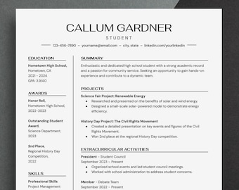 Student Resume with No Experience Resume Template Google Docs, Resume for Internship, First Job, High School and College Student Resume Word