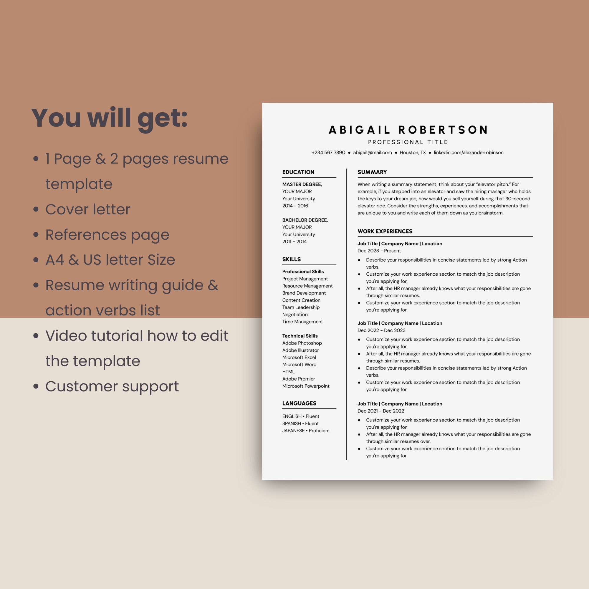 Minimalist Resume Template for Google Docs | Cover Letter & References ...