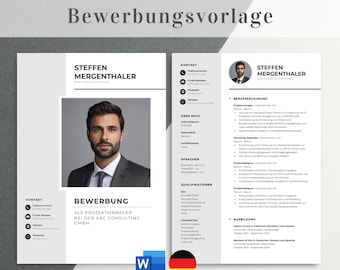 Professionelle Bewerbungsvorlage, Lebenslauf Vorlage Word, Deutsch Bewerbungsvorlagen, Deckblatt & Anschreiben, moderne Lebenslauf Word