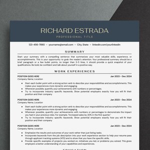 ATS Friendly Resume Template Google Docs, Microsoft Word Resume, Resume Template, CV Template, Cover Letter References, Blue ATS Resume
