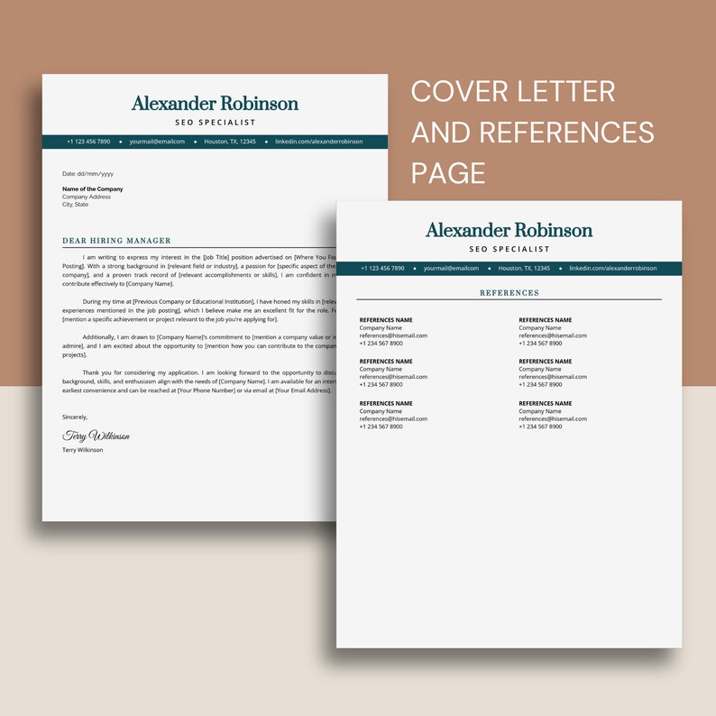 Resume Template for Google Docs Cover Letter & References Template ...