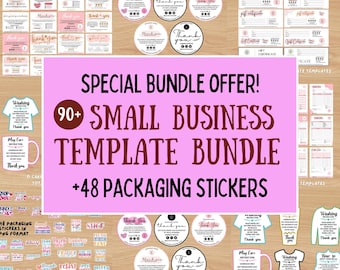 Small Business Bundle | Thank You Card | Gift Certificate | Order Form | Packaging Sticker | Care Card | Editable Canva Template