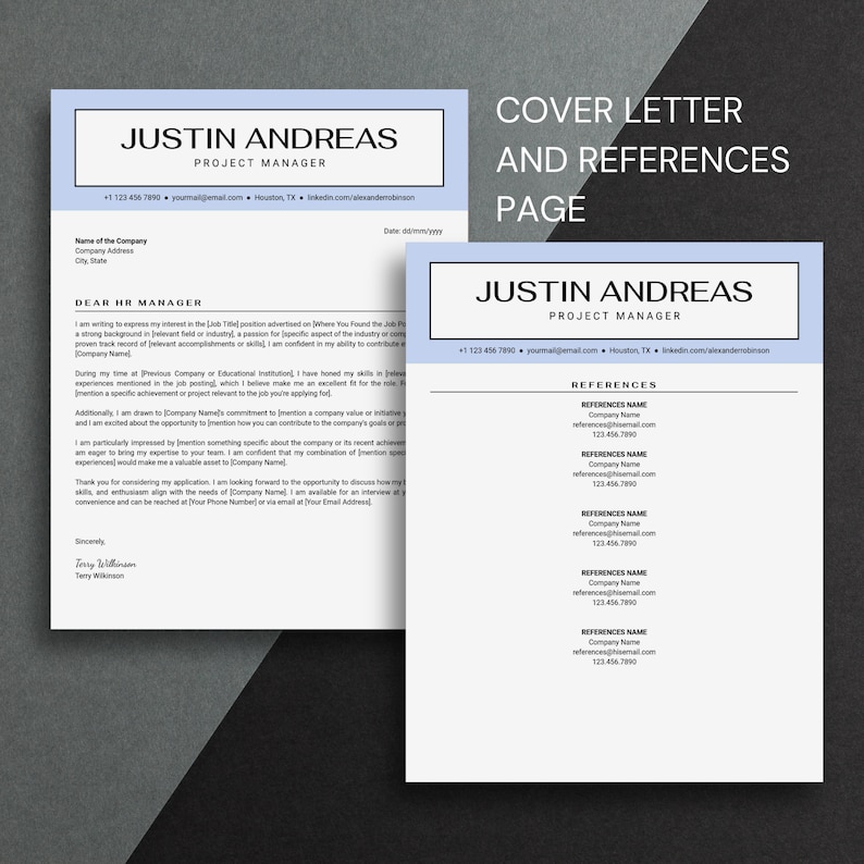 Blue Resume Template for Google Docs | Cover Letter & References ...