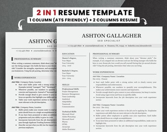 ATS Friendly Resume Template for Google Docs and Word | Cover Letter ...
