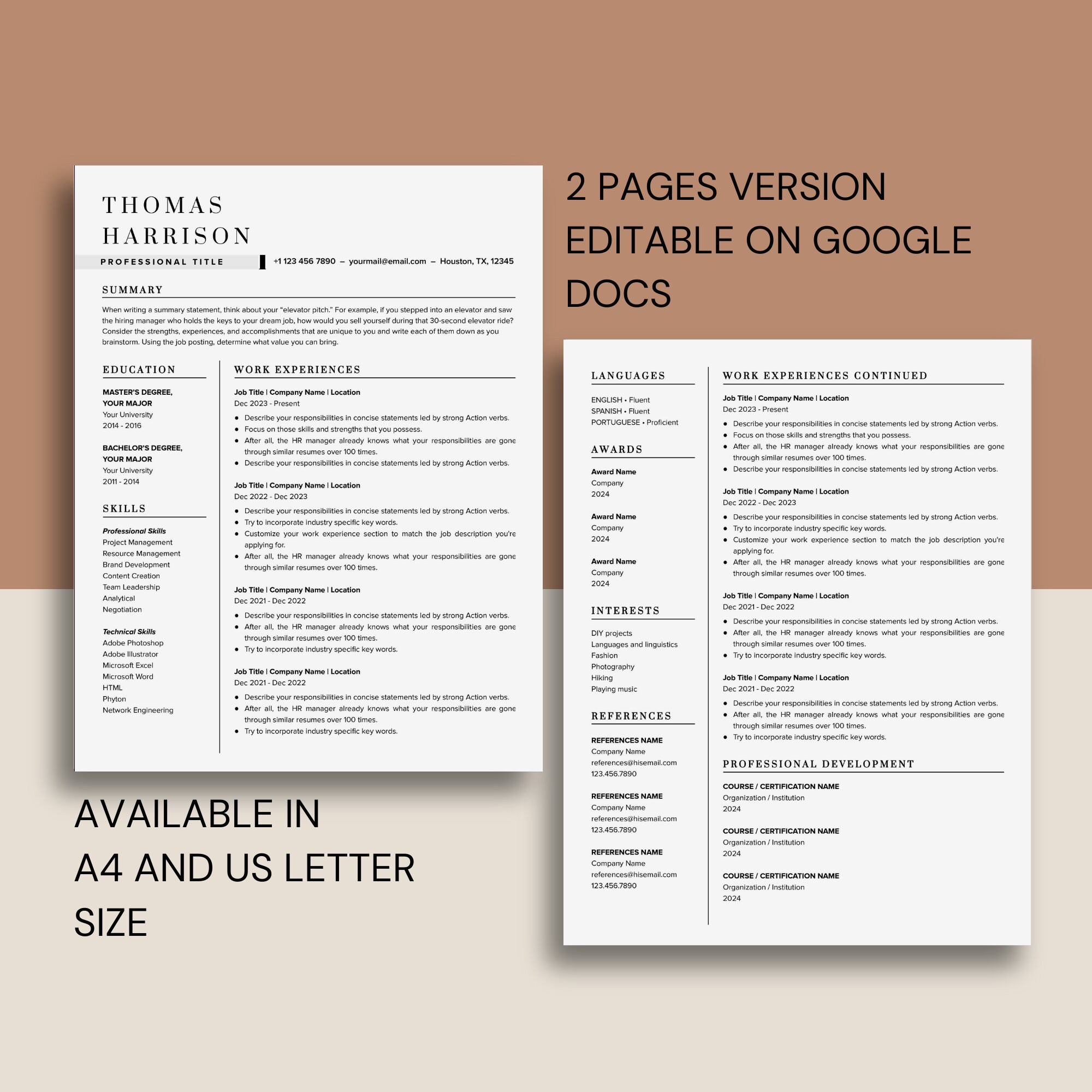 Simple Resume Template for Google Docs | Cover Letter & References ...