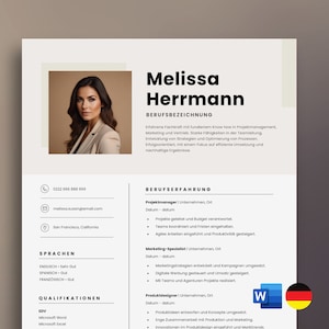 Professionelle Bewerbungsvorlage, Lebenslauf Vorlage Word, Deutsch Bewerbungsvorlagen, Deckblatt & Anschreiben, moderne Bewerbung Word