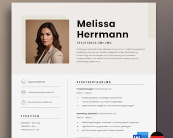 Professionelle Bewerbungsvorlage, Lebenslauf Vorlage Word, Deutsch Bewerbungsvorlagen, Deckblatt & Anschreiben, moderne Bewerbung Word