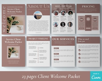Client Welcome Packet Template | New Onboarding Client Template Canva | Welcome Kit Guide Canva