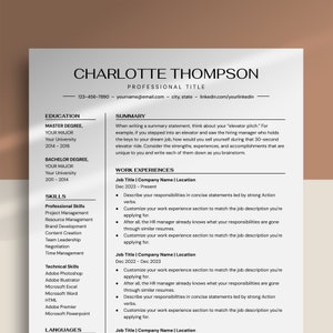 Plantilla de CV de 2 columnas / Plantilla de carta de presentación y referencias / CV en Google Docs / CV minimalista en Google Docs / A4 y carta de EE. UU.