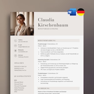 Bewerbungsvorlagen, Professionelle Lebenslauf Vorlage Word, Deutsch Bewerbungsvorlage, Deckblatt & Anschreiben, moderne Bewerbung Word