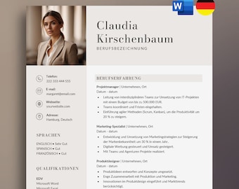 Bewerbungsvorlagen, Professionelle Lebenslauf Vorlage Word, Deutsch Bewerbungsvorlage, Deckblatt & Anschreiben, moderne Bewerbung Word