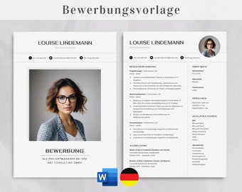 Bewerbungsvorlagen, Minimalistisch Lebenslauf Vorlage Word, Deutsch Bewerbungsvorlage, Deckblatt & Anschreiben, MinimalistischBewerbung Word