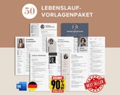 50 Lebenslauf Vorlagenpaket, Bewerbungsvorlagen Bundle Word, Deutsch, Deckblatt Anschreiben, Moderner Lebenslauf Vorlage für Canva