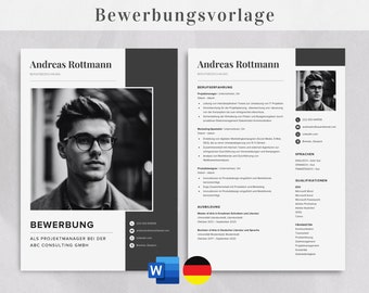 Lebenslauf Vorlage, schwarz weiß Bewerbungsvorlagen Word, Deutsch Bewerbungsvorlage, Deckblatt Anschreiben, Tabellarischer Bewerbung Word
