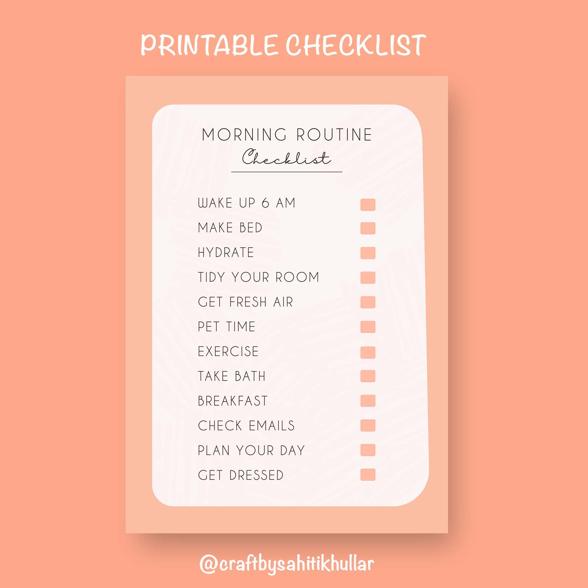 Printable Morning Routine Checklist Fillable, Morning Checklist ...