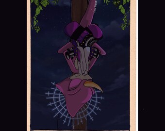 La impresión del tarot del hombre colgado