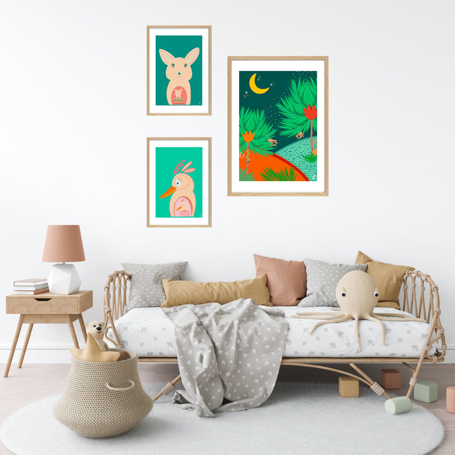 Set of 3 jungle wall art print | Etsy