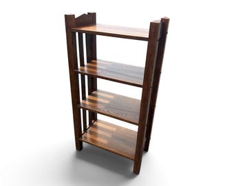 L. & J.G Stickley-stil Arts and Crafts bokhylla med 4 våningar