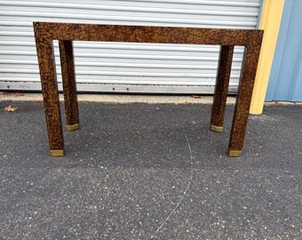 Vintage Mid Century Faux Tortoise Shell Side Console Table & Brass ...
