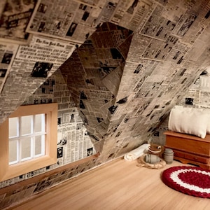 Dollhouse Wallpaper-PDF 40s Newspaper - 1/12 Scale - dollhouse wallpaper, vintage wallpaper, printable wallpaper, dollhouse newspaper