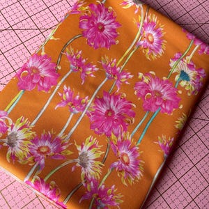Margo | Beautiful Orange fabric with Flowers | Adriana Picker | FIGO Fabrics | FQ