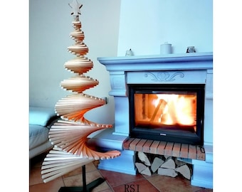 Wood Christmas Tree, Large Adjustable Wooden Modern,  2 ft, 3 ft, 5 ft, 6 ft, 6.5 feet (50 cm, 100 cm, 150 cm, 180 cm, 200 cm)