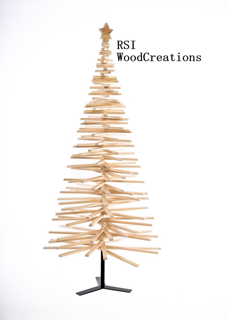 Wood Christmas Tree, Large Adjustable Wooden Modern 50 cm, 100 cm, 150 cm, 180 cm, 200cm image 2