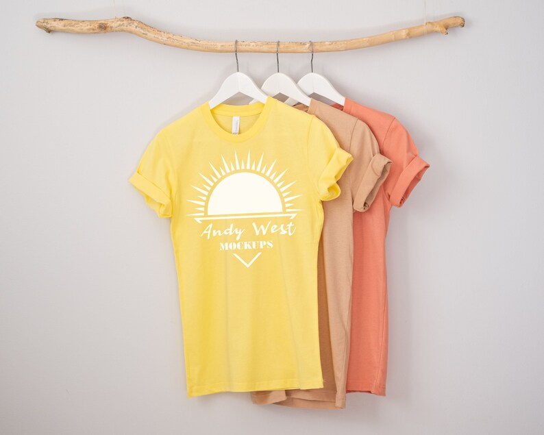 Download Bella Canvas 3001 Coral yellow prism dusty blue T-shirt | Etsy