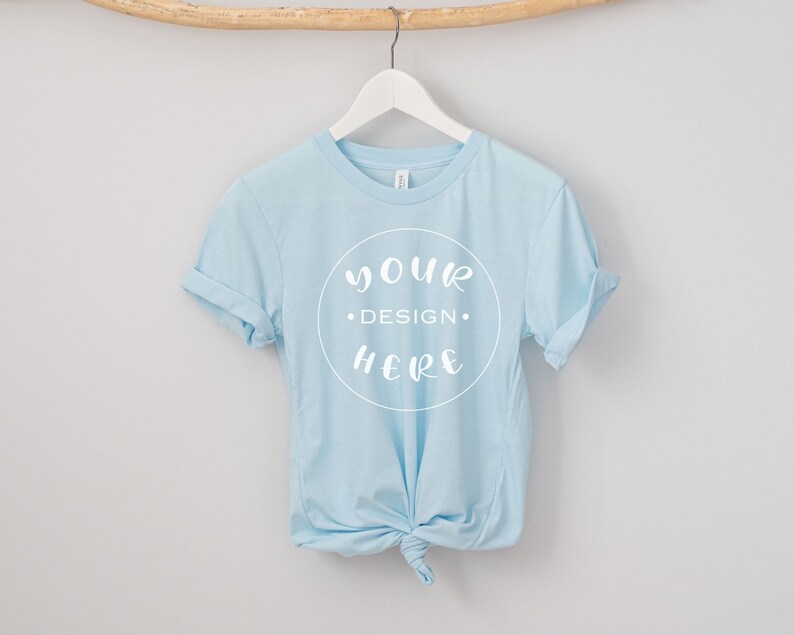 Download Bella Canvas 3001 Coral yellow prism dusty blue T-shirt | Etsy