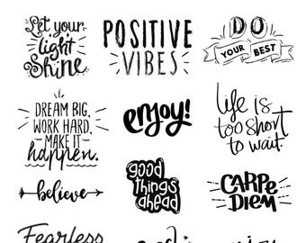 Motivational quotes digital stickers (pre-cropped), motivational quotes digital stickers for goodnotes, inspirational quotes