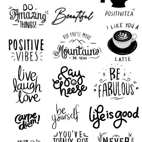 Motivational quotes digital stickers (pre-cropped), motivational quotes digital stickers for goodnotes, inspirational quotes stickers