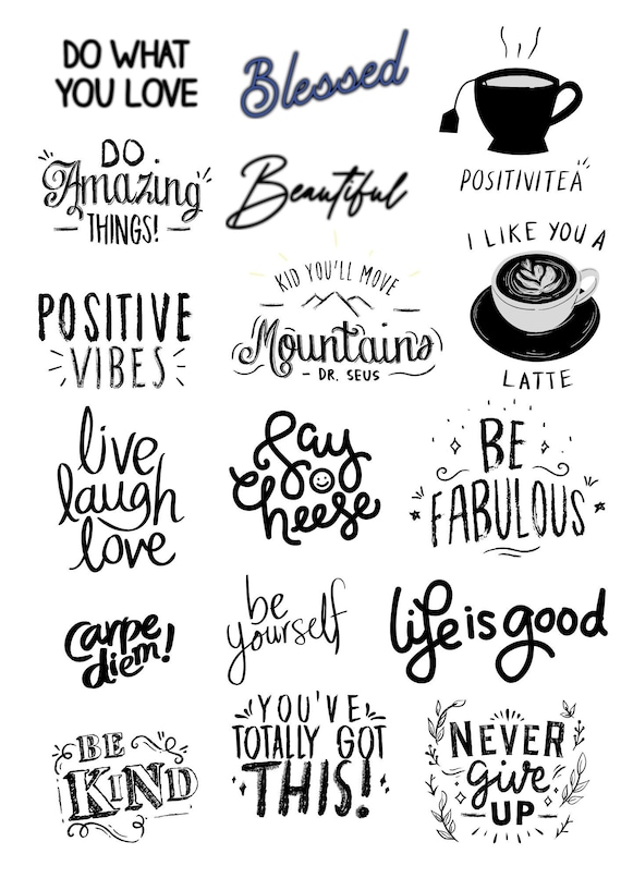Motivational Quotes Digital Stickers pre-cropped, Motivational