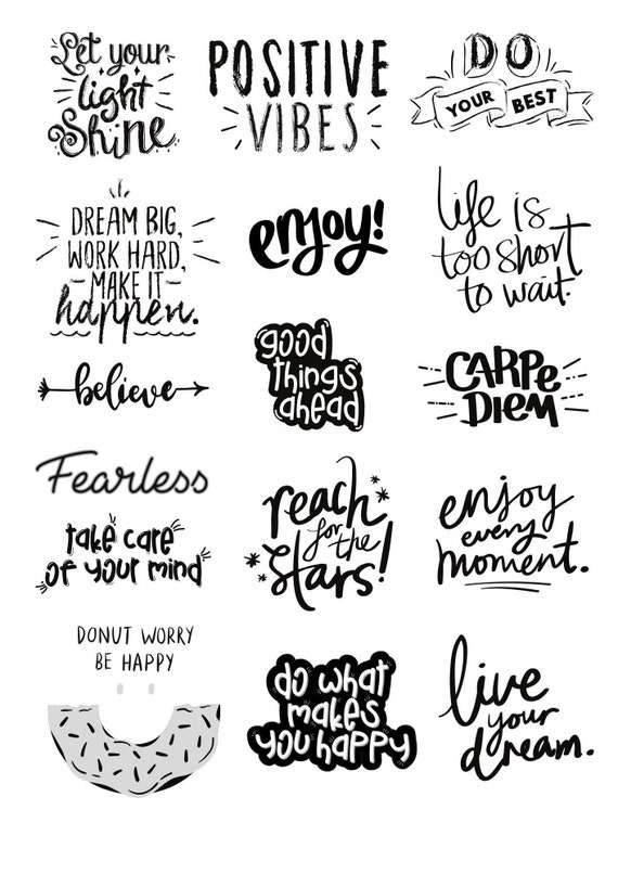 Motivational Quotes Digital Stickers pre-cropped, Motivational