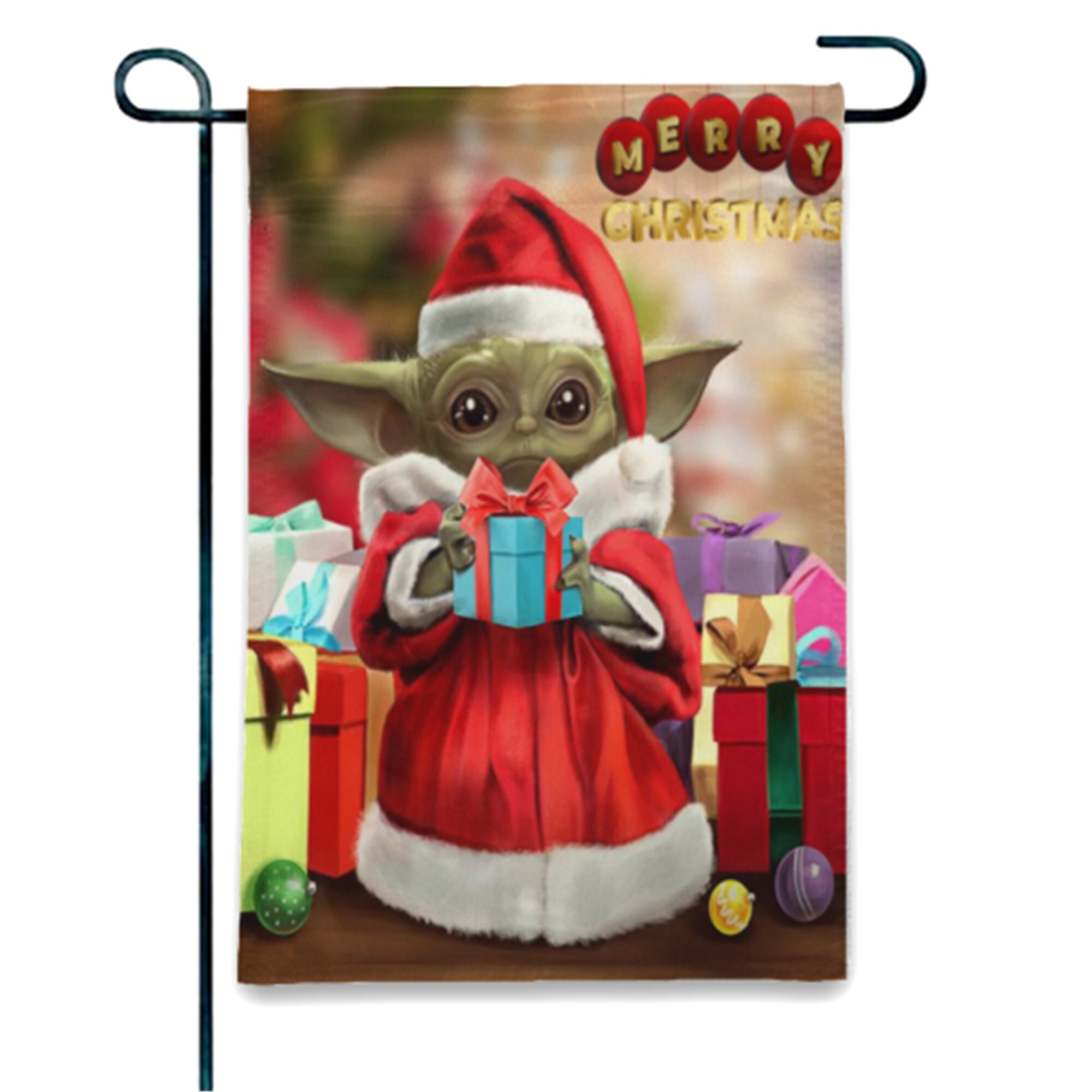 Merry Christmas Baby Yoda Garden Flag Personalized Garden