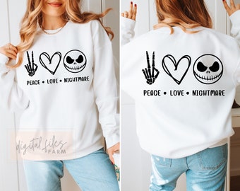 Peace Love Nightmare SVG, Peace love halloween svg, Funny nightmare svg, Peace love svg, Halloween svg files, Peace sign svg cut file