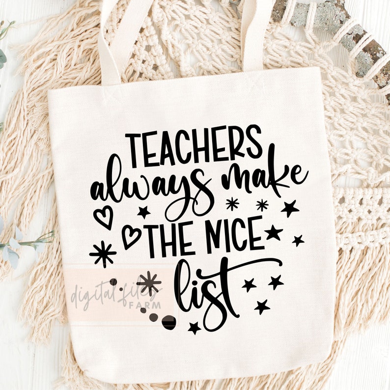 Christmas Svg, Teachers Always Make the Nice List Svg, Teacher