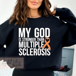 God Stronger Orange Ribbon Multiple Sclerosis Awareness Svg, Support MS Fighters Inspirational MS Quotes svg, Cancer Awareness, MS Month Svg