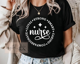 Infirmière Svg, dessins Svg infirmière, infirmière citation Svg, forte, intelligente, attentionnée, compatissante, loyale Svg, infirmière Cricut Design, infirmière coupe fichier Cricut