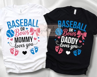 Baseball or Bows Gender Reveal SVG PNG: Baby Announcement Decor (Digital Download)