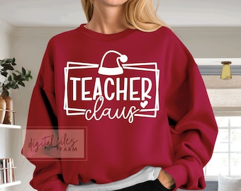 Christmas Svg, Teacher Claus SVG PNG, Teacher Christmas Svg, Teacher Christmas Shirt Svg, One Merry Teacher Svg, Merry Teacher Svg files