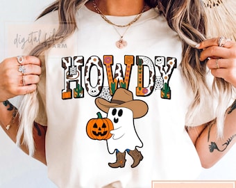 Halloween Cowboy Ghost PNG: Western Fall Design (Digital Download 4000x4000 px)