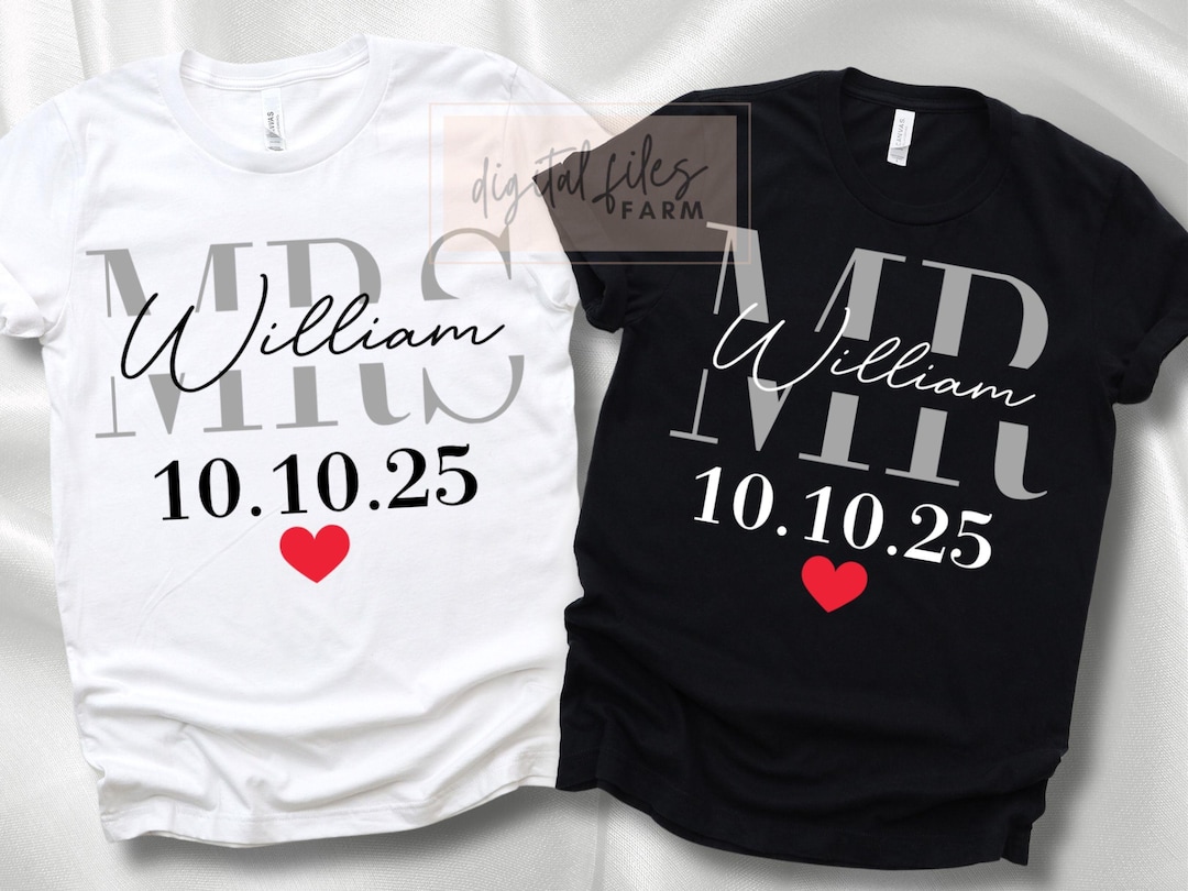 Bride and Groom SVG PNG, Blank Mrs and Mr Couple Svg, DIY Couple Anniversary Design Templa