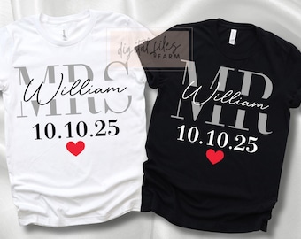 Personalized Bride and Groom SVG PNG, Custom Mr and Mrs, Customize Couple Names and Anniversary Date (Digital Download)